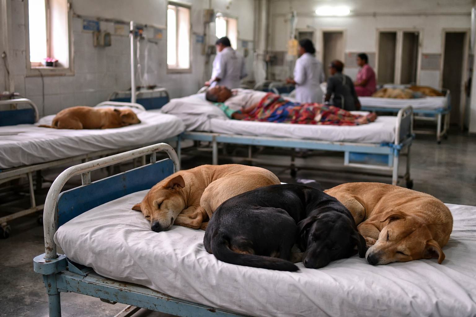 Dogs Sleeping Hospital Beds Gonda UP